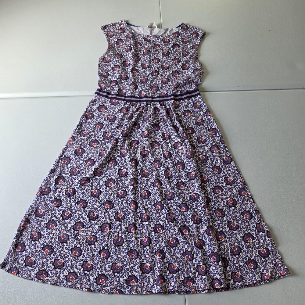 Boden Dress Womens 10 Purple Floral Jersey Fit & Flare Midi Sleeveless Casual